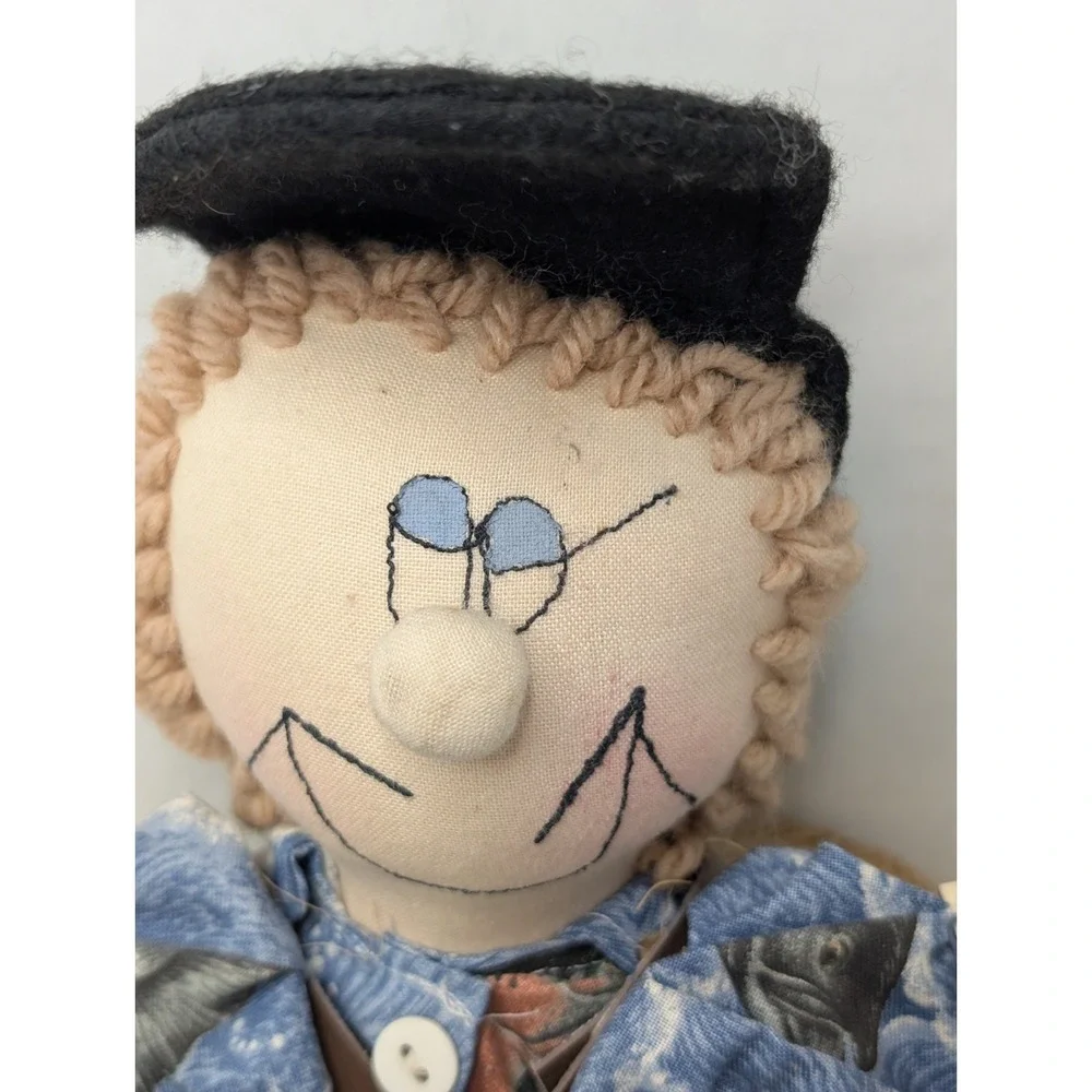 Vintage 1996 Dolls By The Margs Fisherman Cloth Doll Signed Handcrafted Folk Art